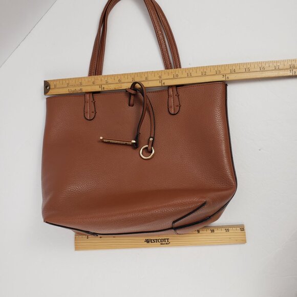 Kris Ana Reversible Handbag Camel Tan Red Key Ring Tote Bucket - Picture 15 of 16